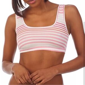 NWT DKNY Striped Modal Bralette Pink White Medium
